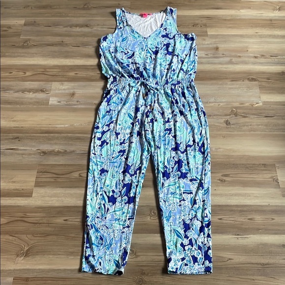 Lilly Pulitzer Paulina Jumpsuit Royal Purple Koalafications print Size L NWOT - Picture 3 of 16